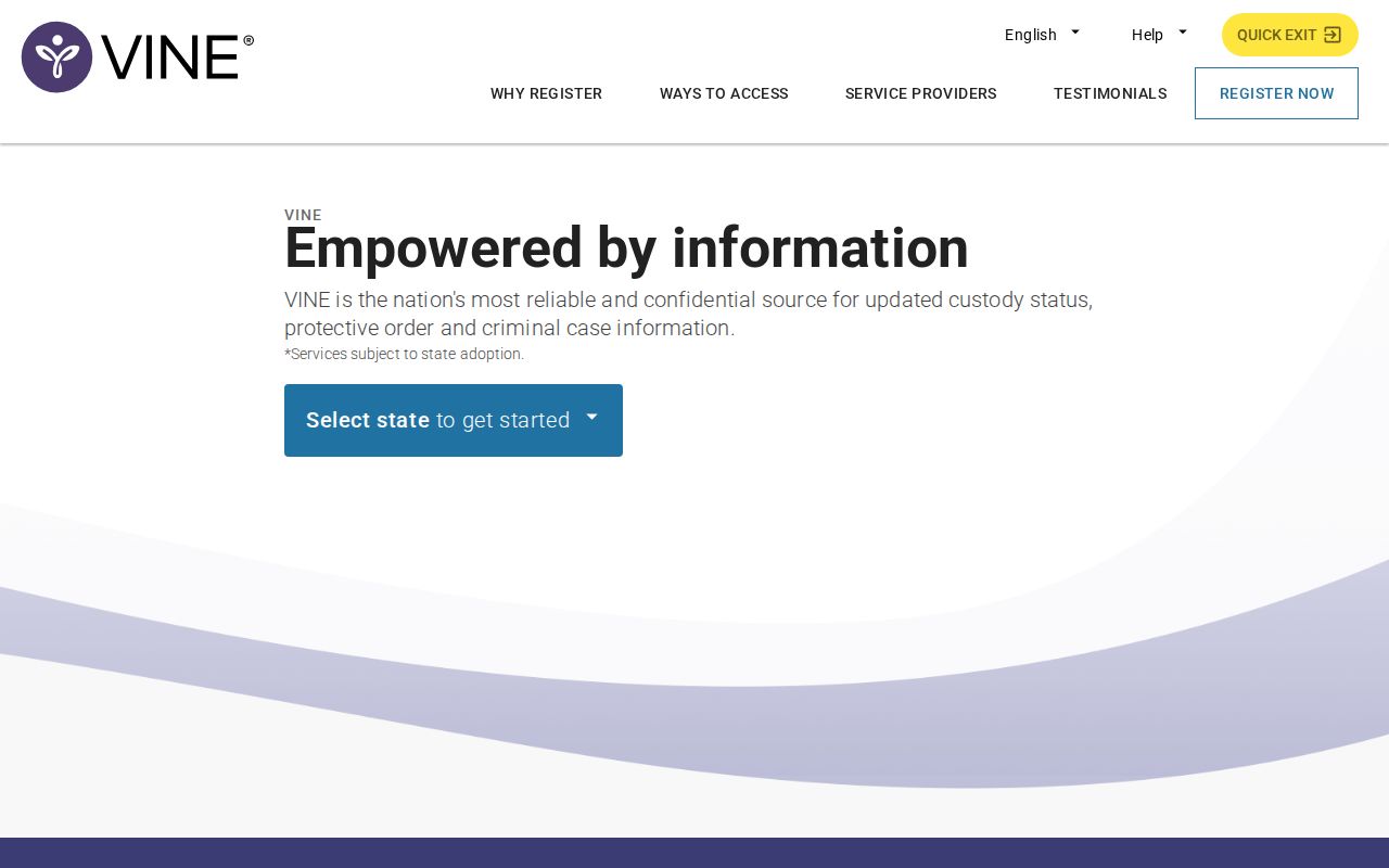 VINELink alert registration screen for Laurel County custody changes